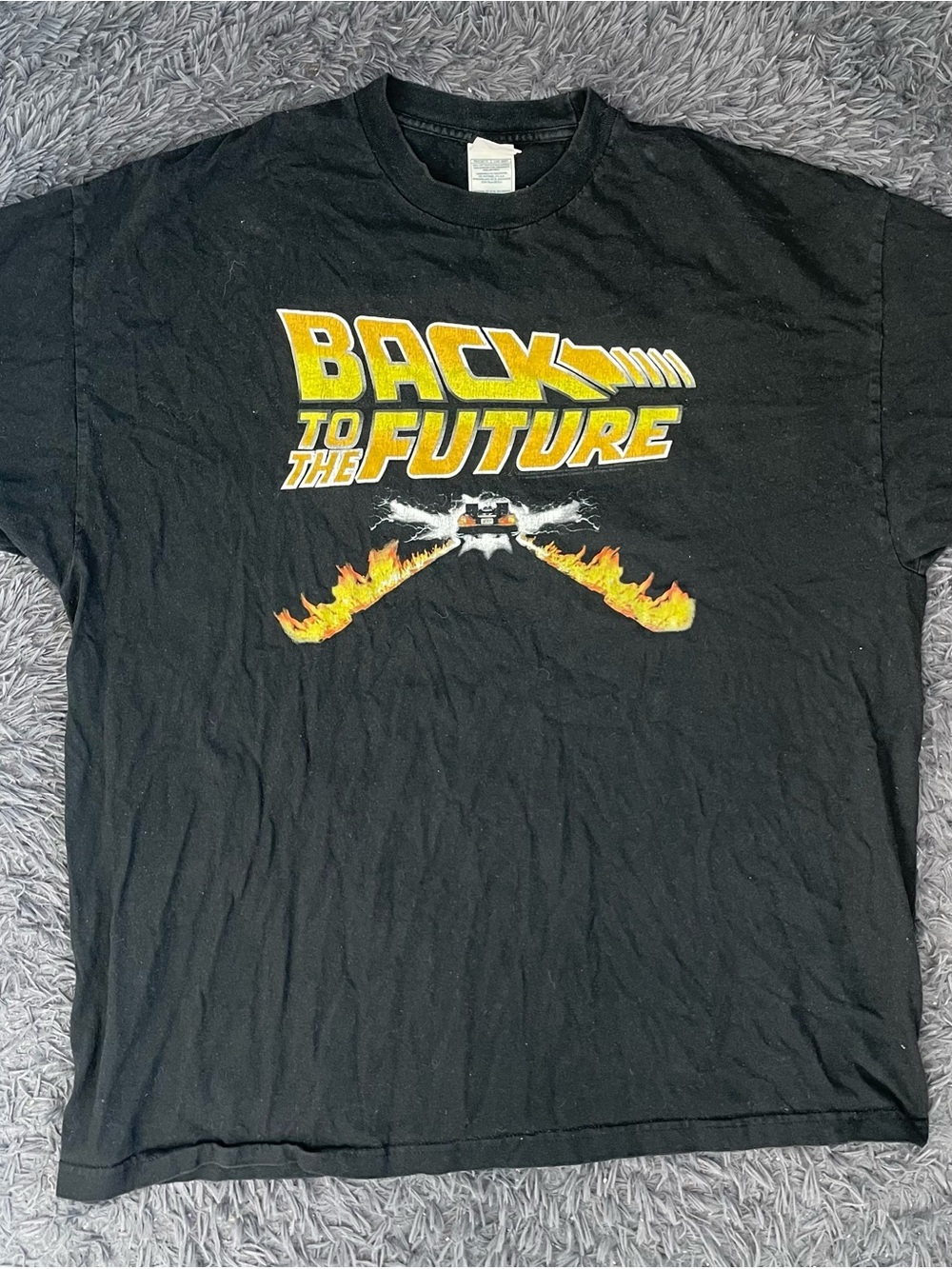 Men Size 2XL Vintage 90s Back To The Future Delorean Movie T-Shirt Black